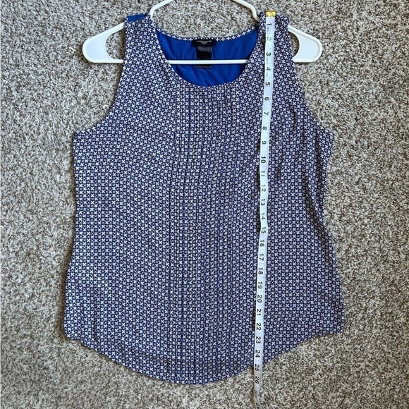 🦋 Ann Taylor Factory Petite Sleeveless Blue Checkered Blouse Summer Casual MP - Picture 5 of 6